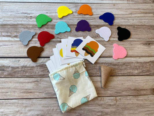 Felt game “Ice Cream Parlor” with task cards
